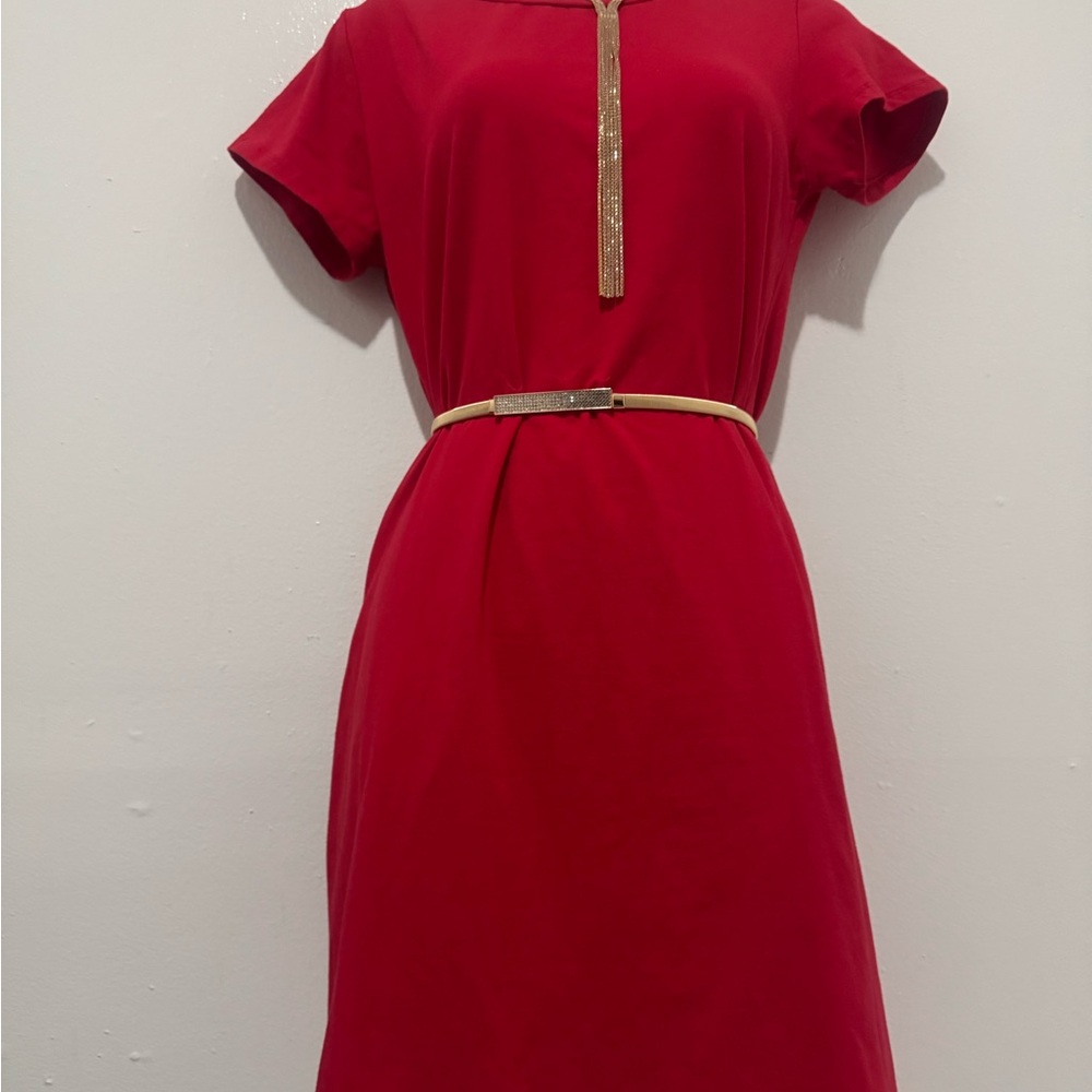 Viví Creek Red Short Sleeve T-shirt Knit Dress Women's Sz L Cotton Stretch